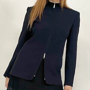 Max Mara Navy Double Zip Lightweight Jacket